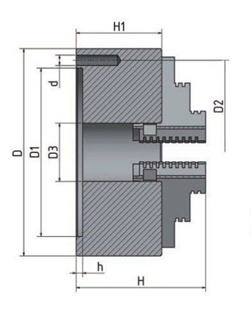 4-čelisťové sklíčidlo s nezávisle stavitelnými čelistmi ø 100 mm